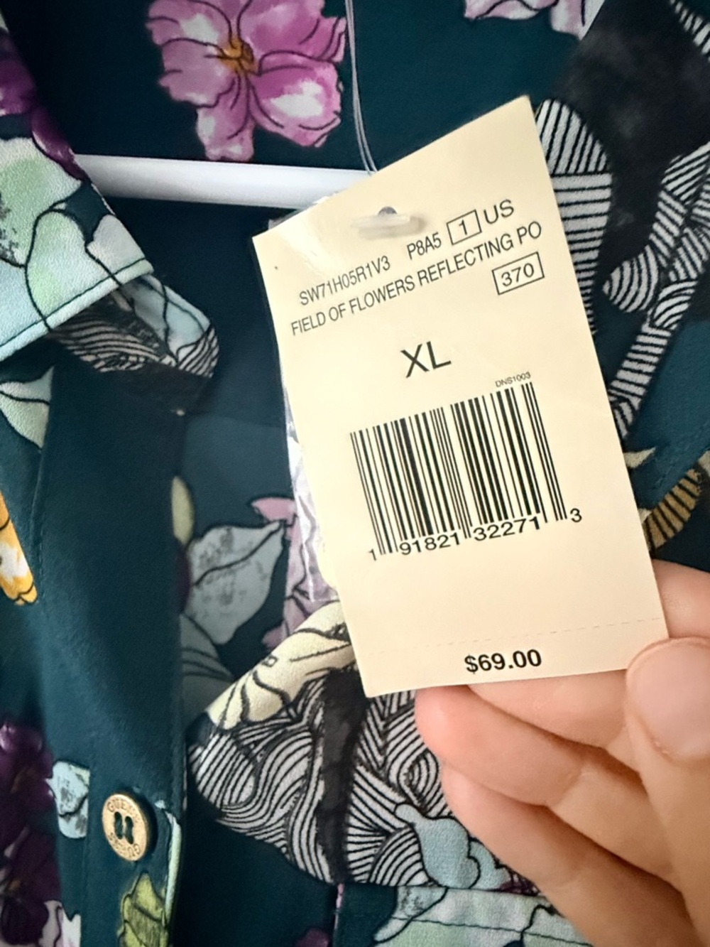 Guess Dark Teal Floral Button-Down Shirt - Picture 5 of 8